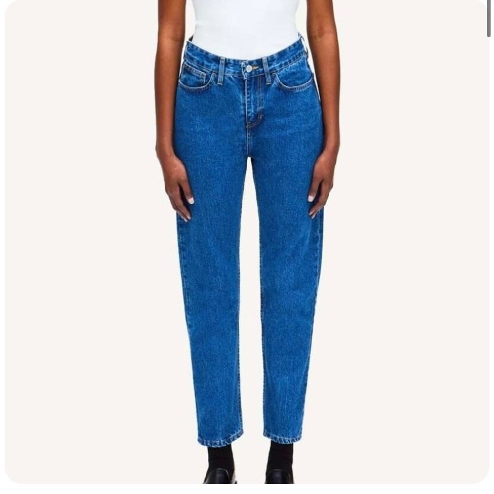 Hnst Mom High Waist Tapered Leg Pacific Blue‎ Denim Jeans Womens Size 28